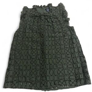 Maeve by Anthropologie olive green lace ruffled tank top size 4 boho neutral